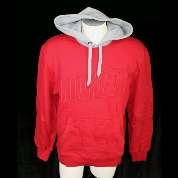 MITCHELL & NESS HOUSTON ROCKETS RED GRAY HOODED SW - Picture 1 of 12